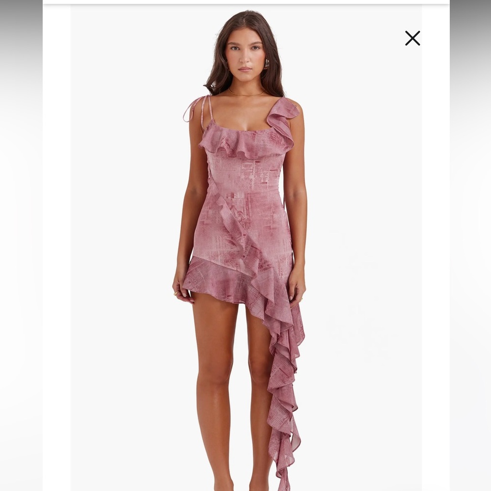 HOUSE OF CB - Lyrah Ruffle Tie Strap Minidress - XS